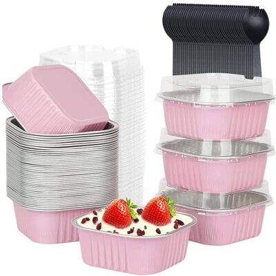 Unbranded 50 Pack Square Cake Pans with Lids, Aluminum Foil Baking Cups Disposable Rameki Unbranded 50 Pack Square Cake Pans with Lids, Aluminum Foil Baking Cups Disposable Rameki