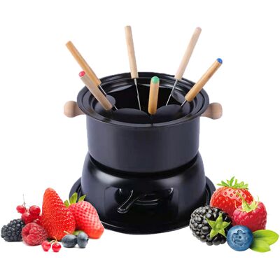 Unbranded Cast Iron Cheese Fondue Pot Set with 6 Forks, Splashproof Carbon Steel, Ideal fo Unbranded Cast Iron Cheese Fondue Pot Set with 6 Forks, Splashproof Carbon Steel, Ideal fo