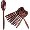 Jojomino Wooden Spoons, 10 PCS Wood Soup Spoon Set, Long Handle Natural Wood Table Spoons