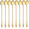 KALIONE 8 Pcs Gold Coffee Spoons 7.6-Inch Long Handle Ice Tea Spoons Ice Cream Spoon Sta