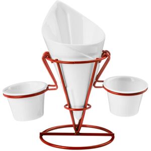Premier Housewares French Fry Cone with Stand and Two Dip Dishes - White/Red Premier Housewares French Fry Cone with Stand and Two Dip Dishes - White/Red