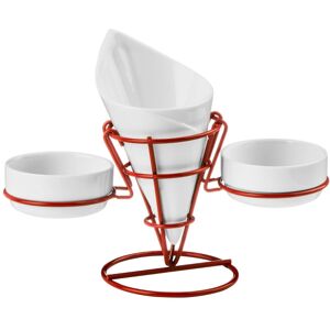 Premier Housewares French Fry Cone with Stand and 2 Shallow Dip Dishes - White/Red Premier Housewares French Fry Cone with Stand and 2 Shallow Dip Dishes - White/Red