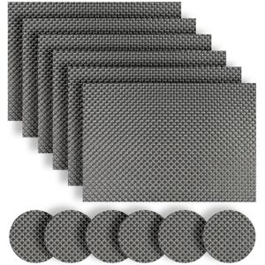 Homcomoda Washable Vinyl Placemats and Coasters Set of 6(Grey) Homcomoda Washable Vinyl Placemats and Coasters Set of 6(Grey)