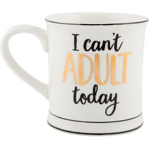 Sass & Belle Metallic Monochrome I Can't Adult Today Mug :Â KD061 Sass & Belle Metallic Monochrome I Can't Adult Today Mug :Â KD061