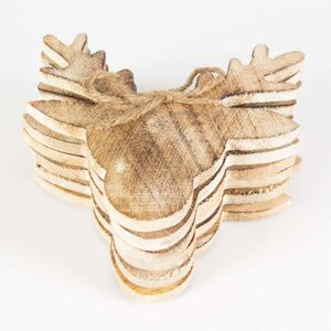 Sass & Belle Wooden Stag Head Coaster, Set of 6, Brown Sass & Belle Wooden Stag Head Coaster, Set of 6, Brown