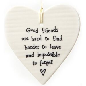 East of India Porcelain Heart Coaster - Good Friends are hard to find harder to leave impossib East of India Porcelain Heart Coaster - Good Friends are hard to find harder to leave impossib
