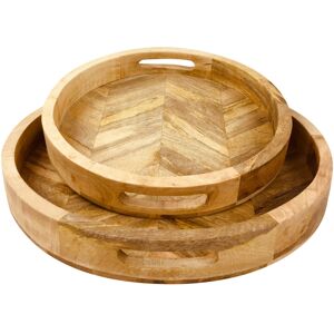 Geko S2 Round Herringbone Wood Trays - Set of 2, Durable, Stylish Trays for Serving, Geko S2 Round Herringbone Wood Trays - Set of 2, Durable, Stylish Trays for Serving,