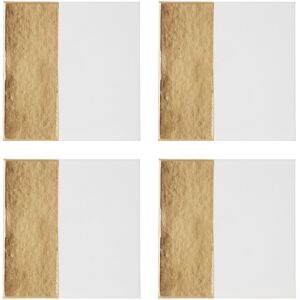Premier Housewares Set 4 Square White Gold Geome Dipped Leather Effect Coasters Tableware Mats Premier Housewares Set 4 Square White Gold Geome Dipped Leather Effect Coasters Tableware Mats