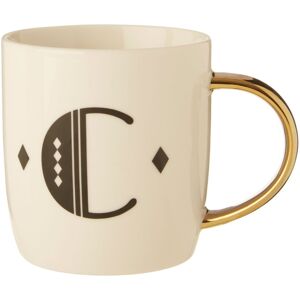 Premier Housewares Diamond Deco C Letter Monogram Mug,Coffee Tumbler With Gold Handle,Chic Travel C Premier Housewares Diamond Deco C Letter Monogram Mug,Coffee Tumbler With Gold Handle,Chic Travel C