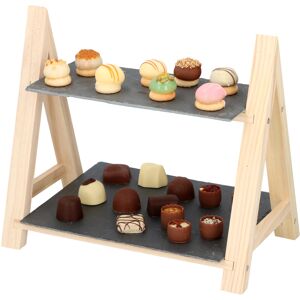 Alpina 2-Tier Slate & Wood Cake Display Stand Alpina 2-Tier Slate & Wood Cake Display Stand