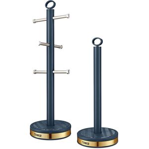 Tower T826092MNB 6 Cup Mug Tree/Kitchen Roll Holder, Midnight Blue Tower T826092MNB 6 Cup Mug Tree/Kitchen Roll Holder, Midnight Blue