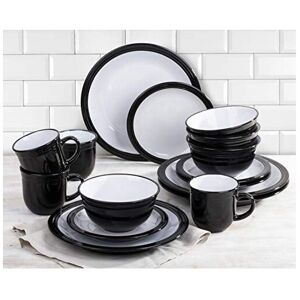 Waterside-Fine-China Waterside Black Camden 16-Piece Fine China Dinner Set 5838 Waterside-Fine-China Waterside Black Camden 16-Piece Fine China Dinner Set 5838