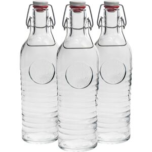 Glass Water Bottle Flip Top Carafe Table Jug, Bormioli Rocco Officina - 1.2L x3 Glass Water Bottle Flip Top Carafe Table Jug, Bormioli Rocco Officina - 1.2L x3