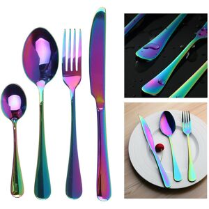Kuiji 4 Piece Cutlery Set Flatware Silverware Set Stainless Steel Unicorn Rainbow Irid Kuiji 4 Piece Cutlery Set Flatware Silverware Set Stainless Steel Unicorn Rainbow Irid