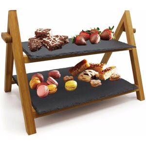 Van Gogh 2 Tier Slate Cake Stand Wedding Display Bamboo Tiered Serving Stand Van Gogh 2 Tier Slate Cake Stand Wedding Display Bamboo Tiered Serving Stand