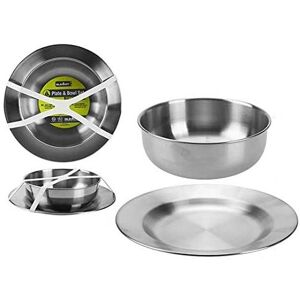 Summit International Summit Stainless Steel Plate & Bowl Set Summit International Summit Stainless Steel Plate & Bowl Set