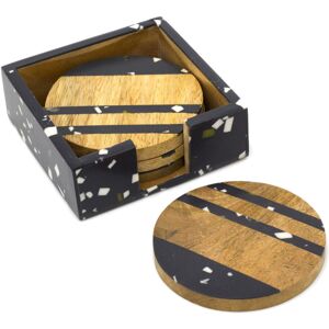 Carousel Home Set Of 4 Wooden Coasters With Holder Square Cup Mug Table Mats Drinks Coaste Carousel Home Set Of 4 Wooden Coasters With Holder Square Cup Mug Table Mats Drinks Coaste