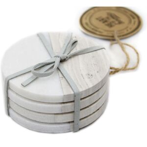 Carousel Home Set Of 4 Two Tone Natural Marble Coasters For Drinks ~ Round Carousel Home Set Of 4 Two Tone Natural Marble Coasters For Drinks ~ Round