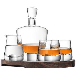 LSA International LSA Whisky Cut Connoisseur Set & Walnut/Cork Serving Tray LSA International LSA Whisky Cut Connoisseur Set & Walnut/Cork Serving Tray