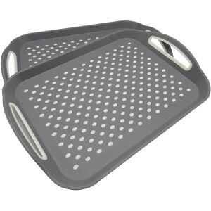 SecureFix Direct Plastic Non Slip Serving Tray X2 (Grey Food Drink Home) SecureFix Direct Plastic Non Slip Serving Tray X2 (Grey Food Drink Home)