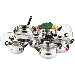 12 Pcs Stainless Steel Essential Cookware Set with Lids & Sturdy Handles Saucepa 12 Pcs Stainless Steel Essential Cookware Set with Lids & Sturdy Handles Saucepa