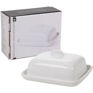 Excellent Houseware (1 Dish) 1/2 Mini Ceramic Butter Dish & Lid White Porcelain Excellent Houseware (1 Dish) 1/2 Mini Ceramic Butter Dish & Lid White Porcelain