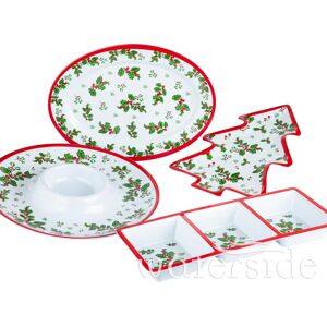 Waterside Fine China 4pc Melamine Holly Serving Set Waterside Fine China 4pc Melamine Holly Serving Set