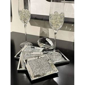 Biznest Set of 4 Square Shape Sparkle Diamante Crushed Jewel Coasters 10x10cm Biznest Set of 4 Square Shape Sparkle Diamante Crushed Jewel Coasters 10x10cm