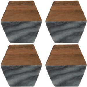 Typhoon 4Pcs Marble Acacia Coaster Half & Half Brown & Grey Tableware Kitchen Drink Mats Typhoon 4Pcs Marble Acacia Coaster Half & Half Brown & Grey Tableware Kitchen Drink Mats