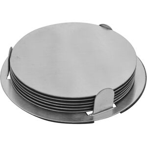 URBN Living (Nickel Silver) 7 Pcs 9cm Round Circle Brush Metal Drinks Coaster URBN Living (Nickel Silver) 7 Pcs 9cm Round Circle Brush Metal Drinks Coaster