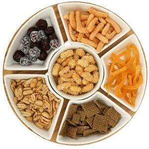 Bamboo Rotating Dip Set & Ceramic Dishes Vencier Bamboo Rotating Dip Set & Ceramic Dishes Vencier