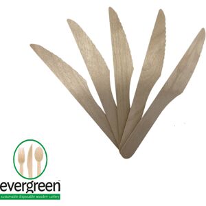 Evergreen (100pcs Knives) Biodegradable Wooden Cutlery - Knives, Forks, Spoons - Pack of 1 Evergreen (100pcs Knives) Biodegradable Wooden Cutlery - Knives, Forks, Spoons - Pack of 1