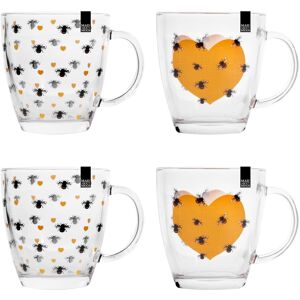 YöL Heart And Bee Clear Glass Coffee Mug Tea Latte Hot Chocolate Kitchen YöL Heart And Bee Clear Glass Coffee Mug Tea Latte Hot Chocolate Kitchen