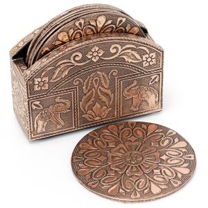 Carousel Set Of 6 Rose Gold Aluminium Coasters In Holder Family Coasters With Holder Cu Carousel Set Of 6 Rose Gold Aluminium Coasters In Holder Family Coasters With Holder Cu