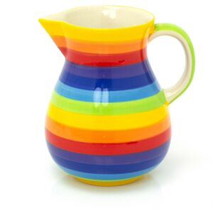 Carousel Hand Painted Rainbow Stripe Ceramic Flower Jug Vase Serving Jug Water Pitcher Carousel Hand Painted Rainbow Stripe Ceramic Flower Jug Vase Serving Jug Water Pitcher