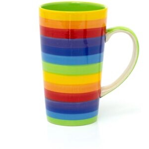 Carousel Hand Painted Rainbow Stripe Ceramic Tall Latte Coffee Mug Large Multi Coloured Carousel Hand Painted Rainbow Stripe Ceramic Tall Latte Coffee Mug Large Multi Coloured