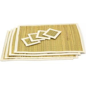 Carousel Home Set Of 4 Natural Grass & Jute Dining Table Rectangle Placemats And Coasters Carousel Home Set Of 4 Natural Grass & Jute Dining Table Rectangle Placemats And Coasters