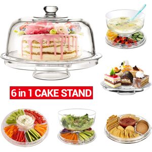DENNY INT LTD 6 IN 1 Modern Design Multi Functional Cake Stand & Dome Plastic Cover Salad Bowl DENNY INT LTD 6 IN 1 Modern Design Multi Functional Cake Stand & Dome Plastic Cover Salad Bowl