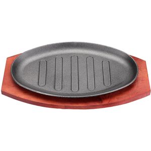 GreenZech (12 Inch) 3 Sizes Cast Iron Steak Fajita Sizzling Platter Plate BBQ Grill Pan Co GreenZech (12 Inch) 3 Sizes Cast Iron Steak Fajita Sizzling Platter Plate BBQ Grill Pan Co
