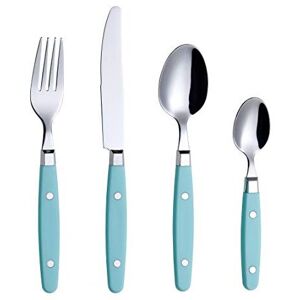 Exzact Cutlery Set 24pcs Stainless Steel with Rivet Craft HandlesRetro Style Flatware 6 Exzact Cutlery Set 24pcs Stainless Steel with Rivet Craft HandlesRetro Style Flatware 6