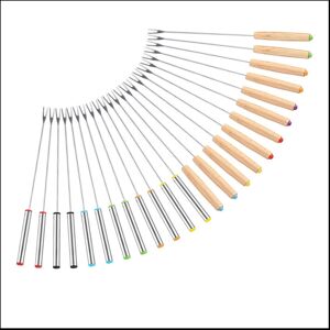 Tlily 24 Pack Stainless Steel Fondue Forks, 12 Wood Handles and 12 Stainless Steel Han Tlily 24 Pack Stainless Steel Fondue Forks, 12 Wood Handles and 12 Stainless Steel Han