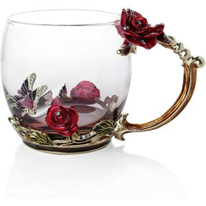 Dechoicelife (Red Short Without sp) Enamel Coffee Tea Cup Mug 3D Rose Butterfly Glass Cups We Dechoicelife (Red Short Without sp) Enamel Coffee Tea Cup Mug 3D Rose Butterfly Glass Cups We