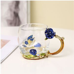 Dechoicelife (Blue Short Without s) Enamel Coffee Tea Cup Mug 3D Rose Butterfly Glass Cups We Dechoicelife (Blue Short Without s) Enamel Coffee Tea Cup Mug 3D Rose Butterfly Glass Cups We