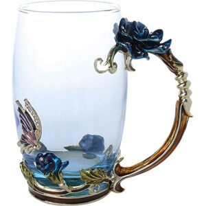 Dechoicelife (Blue Long Without sp) Enamel Coffee Tea Cup Mug 3D Rose Butterfly Glass Cups We Dechoicelife (Blue Long Without sp) Enamel Coffee Tea Cup Mug 3D Rose Butterfly Glass Cups We