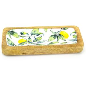 Carousel Lemon Orchard Handcrafted Enamelled Mango Wood Serving Platter Sharing Board Carousel Lemon Orchard Handcrafted Enamelled Mango Wood Serving Platter Sharing Board