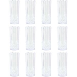 Carousel Home Set of 12 Reusable Embossed Plastic High Ball Tumbler Glasses Outdoor Drinkware Carousel Home Set of 12 Reusable Embossed Plastic High Ball Tumbler Glasses Outdoor Drinkware
