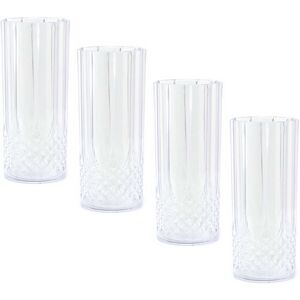 Carousel Home Set of 4 Reusable Embossed Plastic High Ball Tumbler Glasses Outdoor Drinkware Carousel Home Set of 4 Reusable Embossed Plastic High Ball Tumbler Glasses Outdoor Drinkware