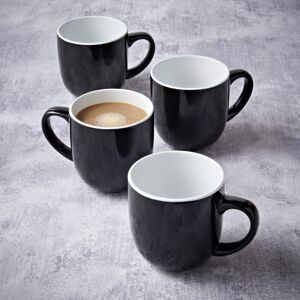 dylex Set of 4 Black Gloss Effect Tea Coffee Mugs Cups Kitchenware Hot Drink 350ml dylex Set of 4 Black Gloss Effect Tea Coffee Mugs Cups Kitchenware Hot Drink 350ml