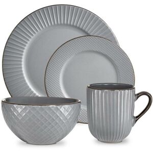 Tower Kitchen Retro Empire Grey 16 Piece Dinnerware Plates Mugs Bowls Set Tower Kitchen Retro Empire Grey 16 Piece Dinnerware Plates Mugs Bowls Set