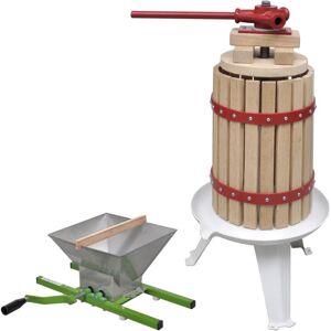 vidaXL Fruit & Wine Press and Crusher Set 2 Piece Juice Maker Cloth Bag 6L vidaXL Fruit & Wine Press and Crusher Set 2 Piece Juice Maker Cloth Bag 6L
